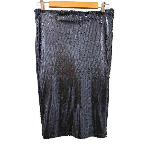 Polagram Sequin Pencil Skirt Sz S Metallic Blue Skirt - Picture 1 of 12